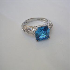 Judith Ripka Swiss Blue Topaz & Sterling Ring
